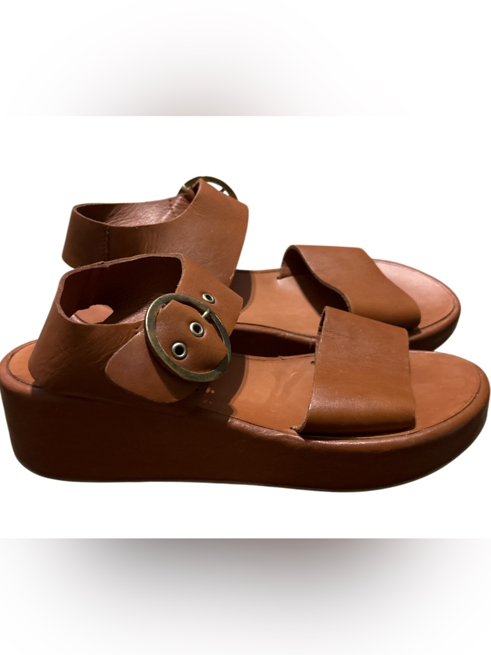 BEEK Swan Platform Wedge Sandal – Tan Brown, Size 10